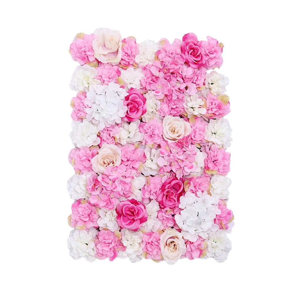 3pcs Romantic Simulation Silk Flower Wall Panel Mat for Wedding Studio Background Venue Decorations Photo Props Home Ornament