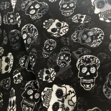 Новинка 75D шифоновая ткань с принтом черно-белого черепа для одежды ткани и шарф YH-162 1 метр