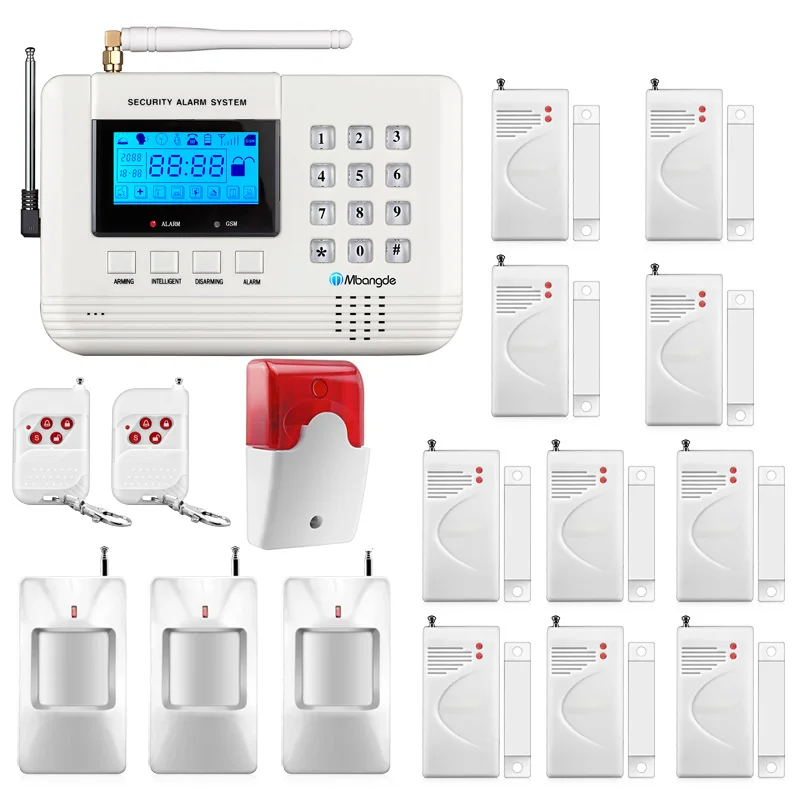 

LCD Screen GSM SMS Wireless Alarm Security Home System Support English Russian Spanish voice motion sensor+door open remind