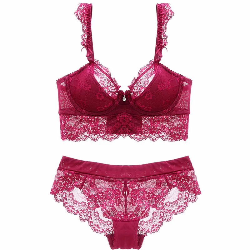 

lingerie underwear wome sexy bra set lace underwear adjustable thin cup lingerie set flank wide women's bra sets Clearance