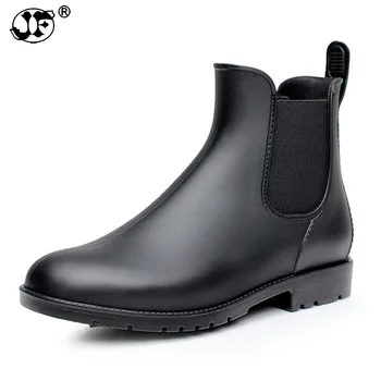 

Mens Rubber Rain Boots Fashion Chelsea Boots Men Casual Slip On Waterproof Ankle Boots PVC Shoes Pointed Toe Low Top Rainboots99
