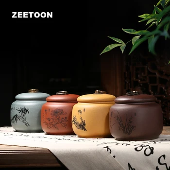 

Authentic Yixing Tea Cans Purple Clay Candy Jar Storage Caddy Boutique Creative Pottery Puer Tea Cylinder Barrel 4 Gentleman New