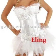 Женское сексуальное атласное белье, кружевной корсет с баской, отдельная пачка, белый цвет, bl1459