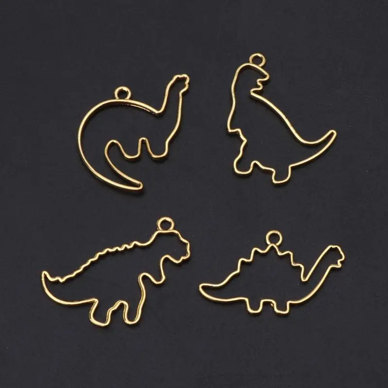 

4Pc Cartoon Dinosaur Blank Resin Frame Pendant Open Bezel Setting Jewelry Making
