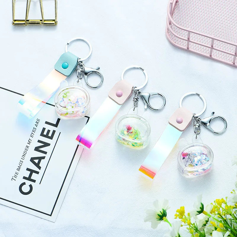 

Explosive Acrylic Keychain Creative Dry Flower Quicksand Keyring Ladies and Bags Pendant