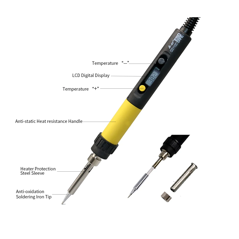 Паяльник 110 Вт 836D 60 Вт с ЖК-дисплеем A-BF GS110D паяльник с регулируемой температурой с 3 наконечниками губка для очистки