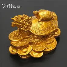 KiWarm традиционный золото смолы Feng Shui дракон; черепаха Статуэтка женщины портмоне для денег, богатства украшения для Офис
