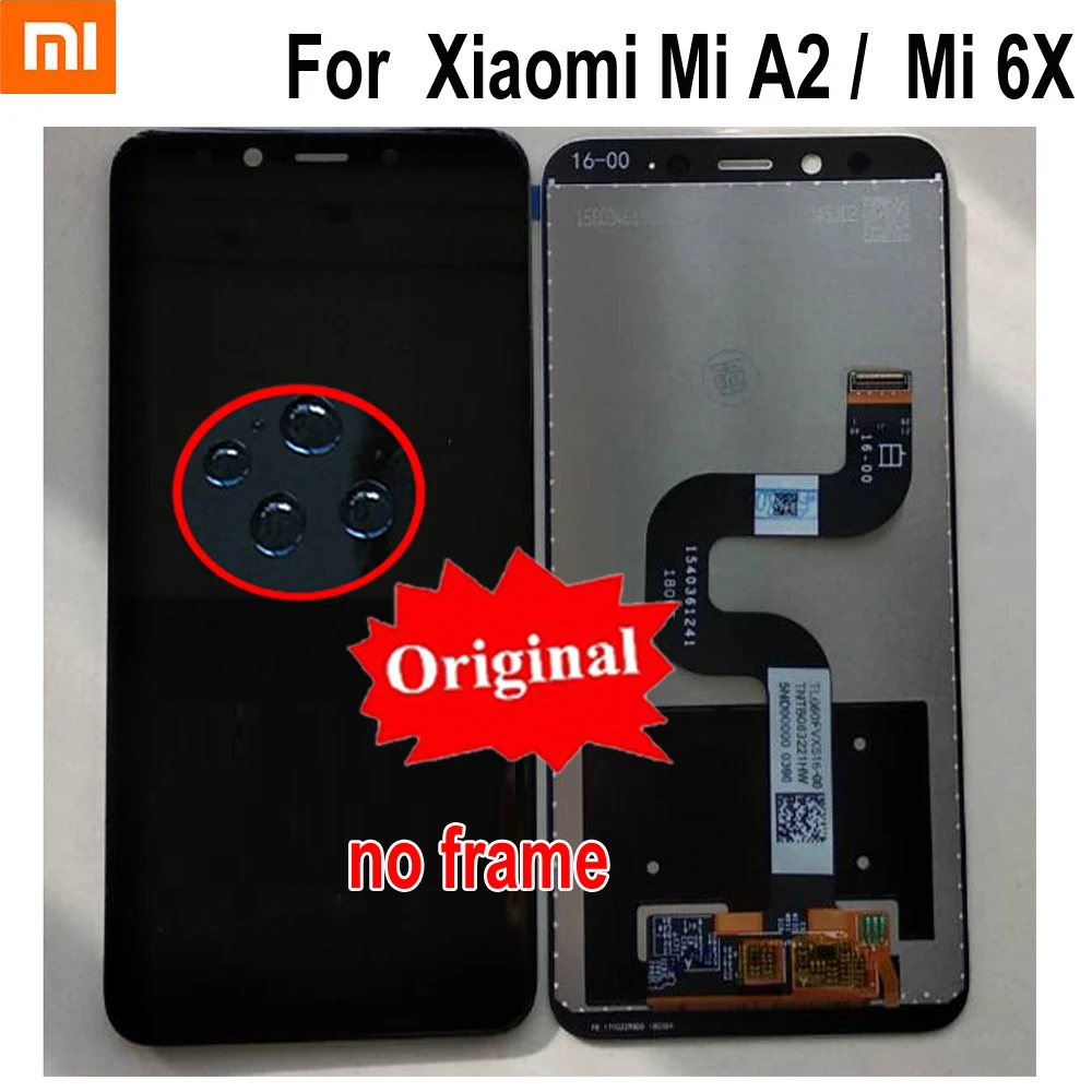 Xiaomi mi A2 mi A2 сенсор ЖК-дисплей кодирующий преобразователь сенсорного экрана в сборе с рамкой mi 6X mi 6X M6X части панели телефона