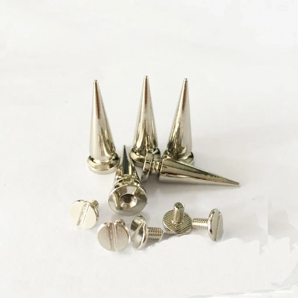  20 Sets Skull Cone Studs Rivets Punk Rock Spikes Shoes Bag DIY Leather Craft Silver
