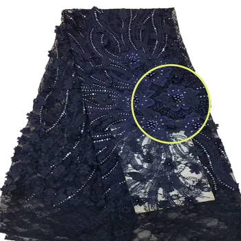 

Attractive African Lace Fabric High Quality African Lace Fabric With Sequin For Nigerian Wedding Dress HX466-2