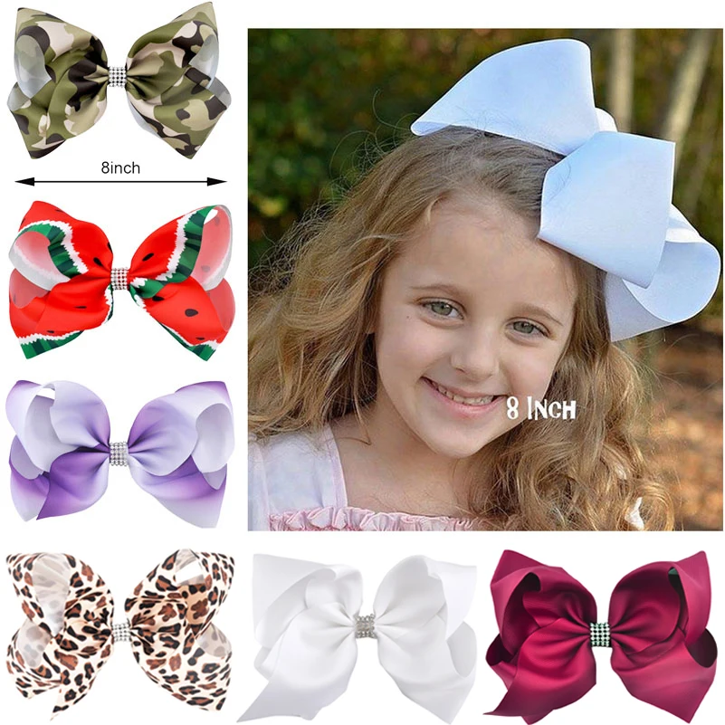 Женская заколка бант с радужным принтом 8 дюймов|bow clip|hair bow clipgirls hair accessories |