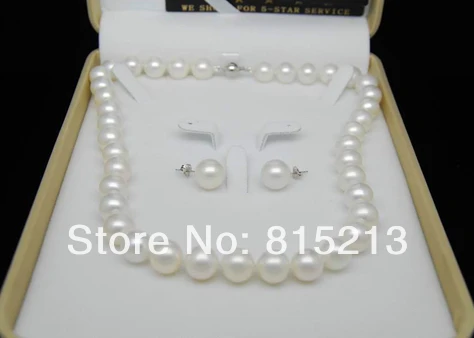 

ddh00846 Nobler Natural 10-11mm AAA+ white pearl jewelry sets 14K