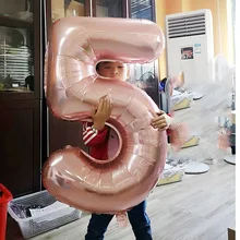40 дюймов розовое золото цифровой алюминиевый шар, для дня рождения, свадебные украшения, принадлежности, плавающие воздушные шары из алюминиевой фольги