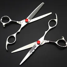 Профессиональные 6 дюймов Япония 440c рубиновые ножницы для стрижки волос набор резка парикмахерские инструменты прореживание, Салон Горячие Парикмахерские ножницы