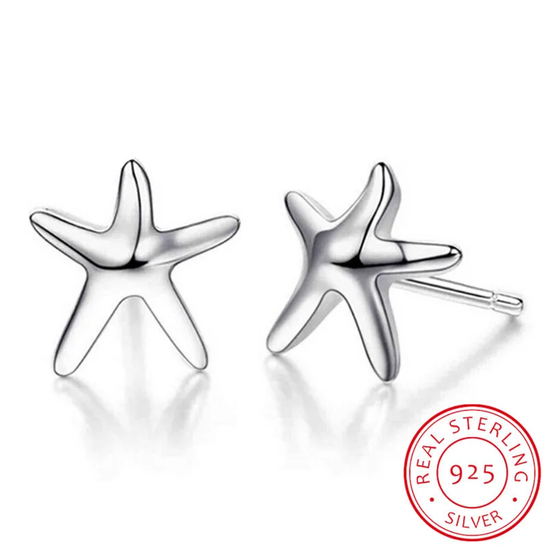 Genuine 100% Real Pure 925 Silver Needle Starfish Orecchini Gioielleria Raffinata Spedizione Gratuita, Yedt-0013