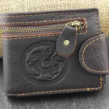 Мужские ботинки в байкерском винтажная застежка-молния оснастки кожаный держатель для карт, кошелек для монет с логотип дракон