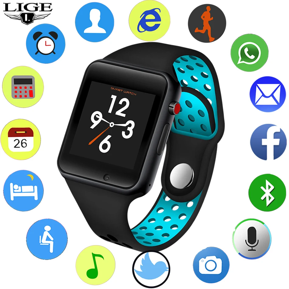 

LIGE 2019 New Men Smart Watch Women Sport Pedometer LED Digital WristWatch SIM Camera Music Player Smartwatch For Android+Box