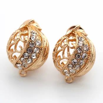 

Earrings Post with Loop Connectors Filigree Round Paved CZ Findings DIY Metal Indian Chile Middle East Women Wedding Earrings