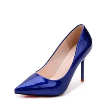 Frauen klassische lackleder blau rot weiß schwarz flach spitz rote sohle dünne high heels china schuhe frau pumpt 38