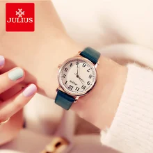 Julius Women Quartz Wrist Watch Ladies Dress Leather Strap Bracelet Watch Simple Casual Arabic Number Couple Clock Montre Femme