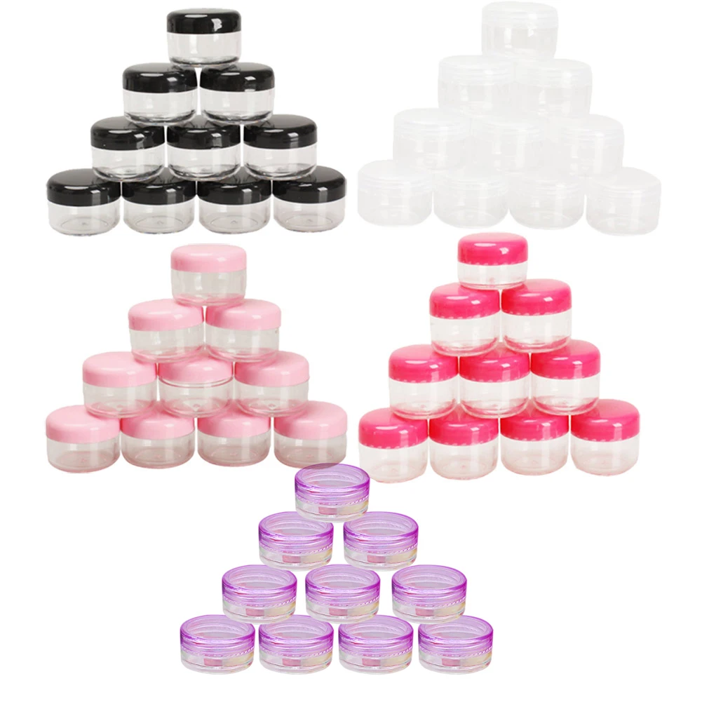  10Pcs Mini Cosmetic Bead Empty Jar Pot Eyeshadow Makeup Face Cream Container Nail Art Lip Balm Roun