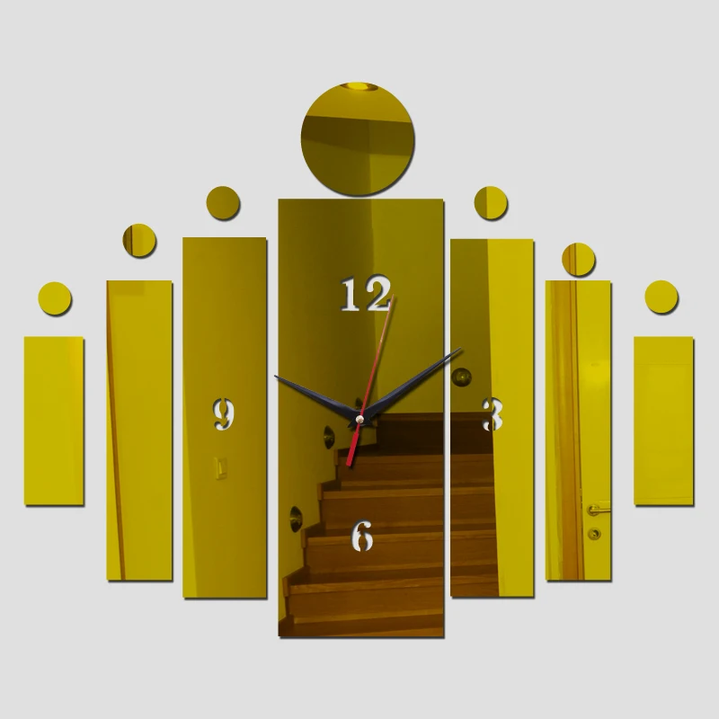

2016 real wall Acrylic clock large grid Quartz new 3d home decoration stickers diy mirror the gift free shipping