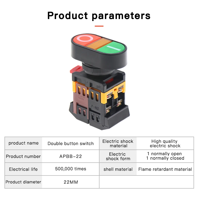 AC ON/OFF START STOP 1 NO NC 2 кнопки P-NC мгновенный двухголовый кнопочный переключатель с светодиодный