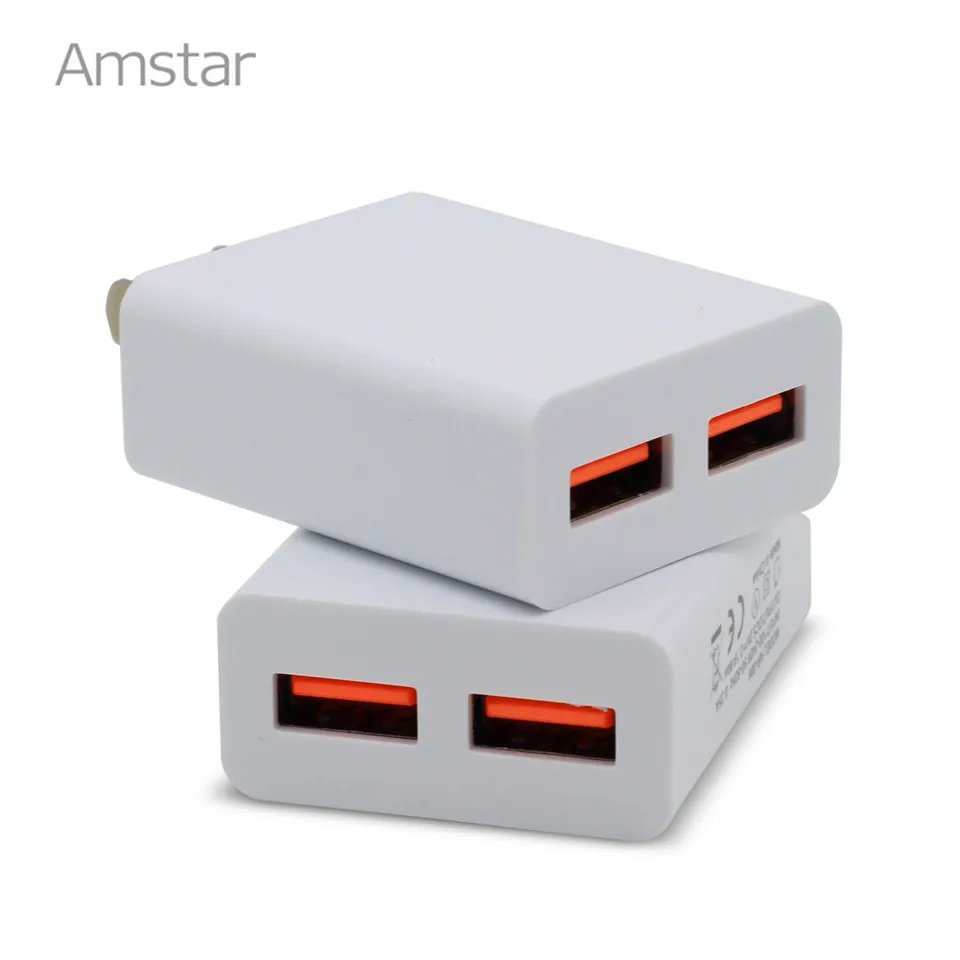 Amstar тонкий двойной USB зарядное устройство для телефона ЕС/США штекер Макс 2.1A Смарт Быстрая зарядка мобильное зарядное устройство для iPhone для samsung Xiaomi