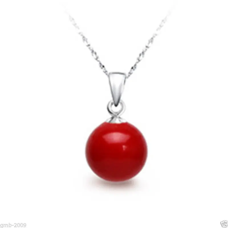 

Fashion New 14mm Red South Sea Shell Pearl Pendant Necklace