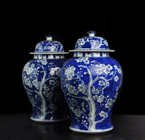 Qing Kangxi Antique Chinese Blue White Porcelain Ice Plum Ceramic Chinese Blue White Porcelain Ice Plum
