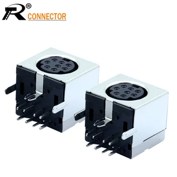 

20pcs 8PIN MDC/S Terminal Mini PS2 Power Socket MINI DIN Metallic Housing Female Socket Bent needle Half-Package Shield