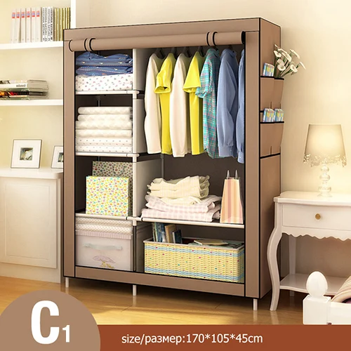 Современный нетканый Тканевый шкаф складной шкаф для хранения одежды многоцелевой пылезащитный влагостойкий шкаф мебель для спальни - Цвет: HH340600CS1