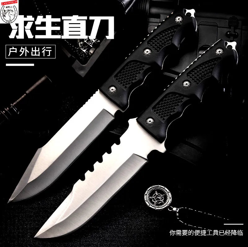Эверрич G10 с высокой плотностью волоконной ручкой тактический прямой нож серебристый черный 4 острый охотничий нож для дайвинга+ рукав