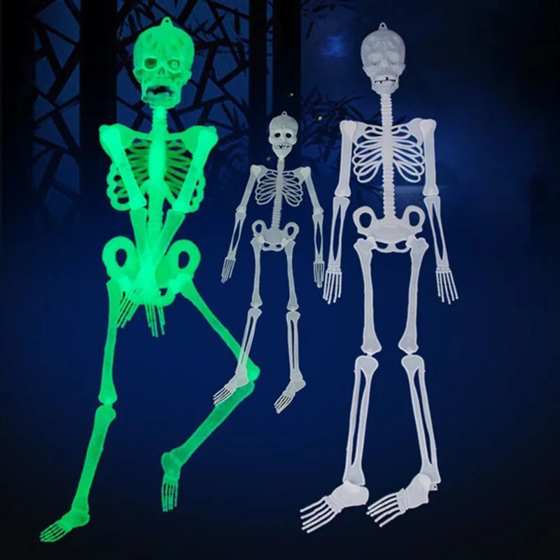 

Luminous Hanging Skeleton Scary Plastic Skull Halloween Party Decor Supplies 30cm/90cm/150cm E2S
