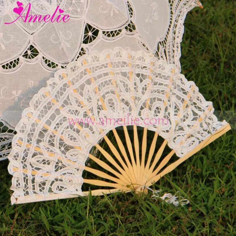 white lace fan