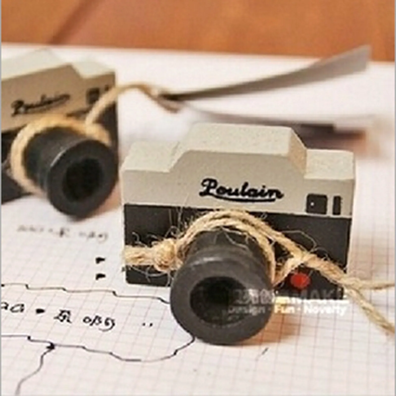 

Photo Camera Stamp Signet Mini Seal Lovely Decoration Crude Wood DIY Album Crea*tive