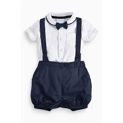 

Baby Boy Toddler Gentalman T-shirt Tops+Bib Pants Overalls+Bow Tie 3PCS Outfit 2019