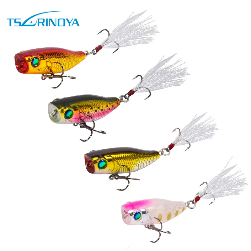 

Tsurinoya Mini Hard Bait 40mm/3g Topwater Fishing Lure with Feathers quality fake bait Mini Poppers EDW55