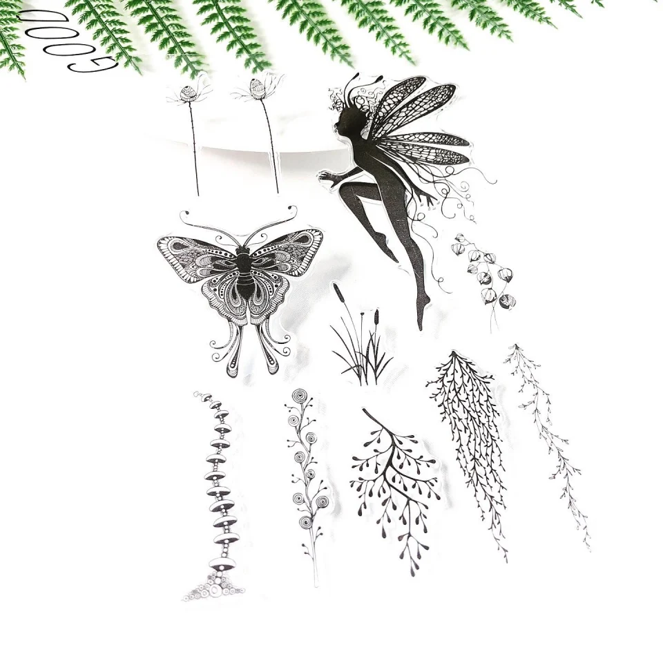 

New Arrival Fairy Butterfly Transparent Clear Silicone Stamp Seal for DIY Scrapbooking Photo Album Decorative Sentiment Stamp