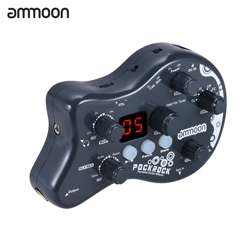 

ammoon PockRock Portable Guitar Multi-effects Processor Effect Pedal 15 Effect Types 40 Drum Rhythms Tuning Function