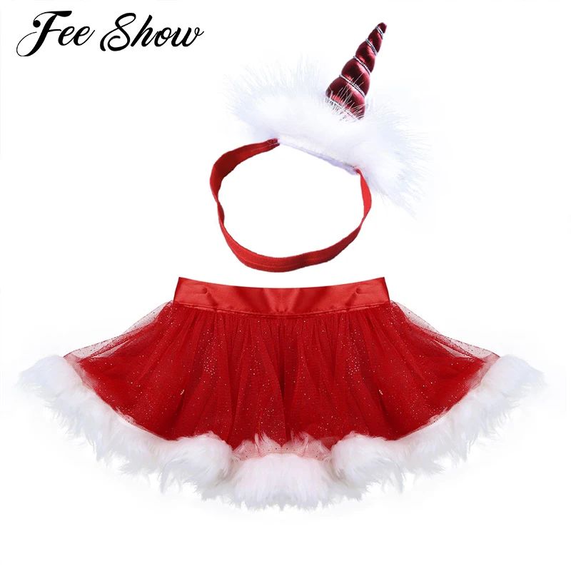 Baby Girls tutu skirts layers ribbon tulle Red Christmas Costume Cute