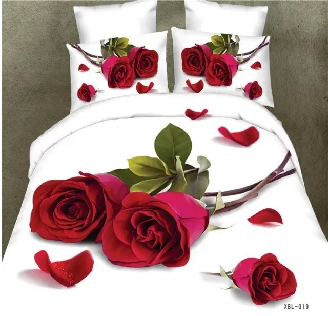 Roses department store 3D Red Rose Comforter set Bedding Queen size quilt duvet cover bed in a