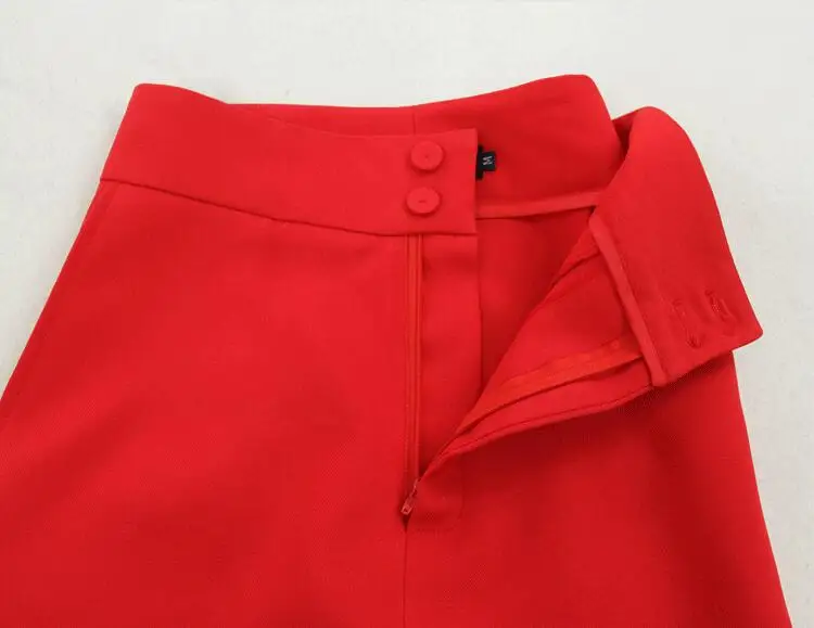 OL Синий Красный брючный костюм модный Блейзер Костюмы женский пиджак широкие брюки два комплекта деловой профессиональный костюм брюки