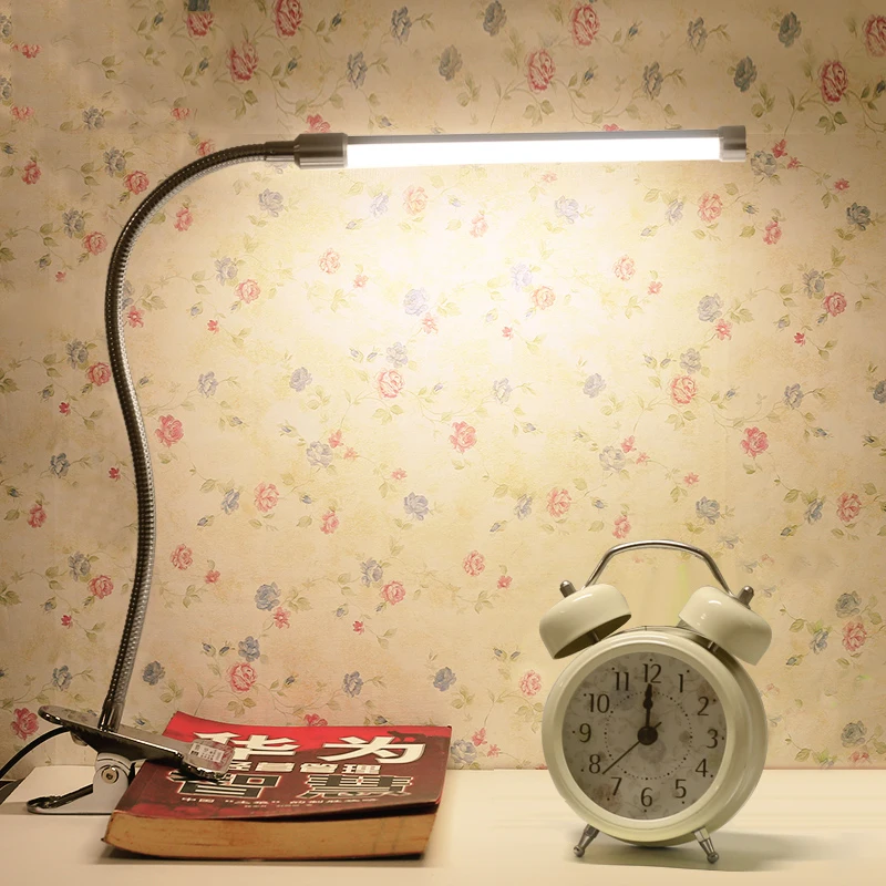 Светодиодный настольный светильник, Настольный светильник с зажимом, светильник с зажимом, прикроватные лампы для чтения, настольная лампа