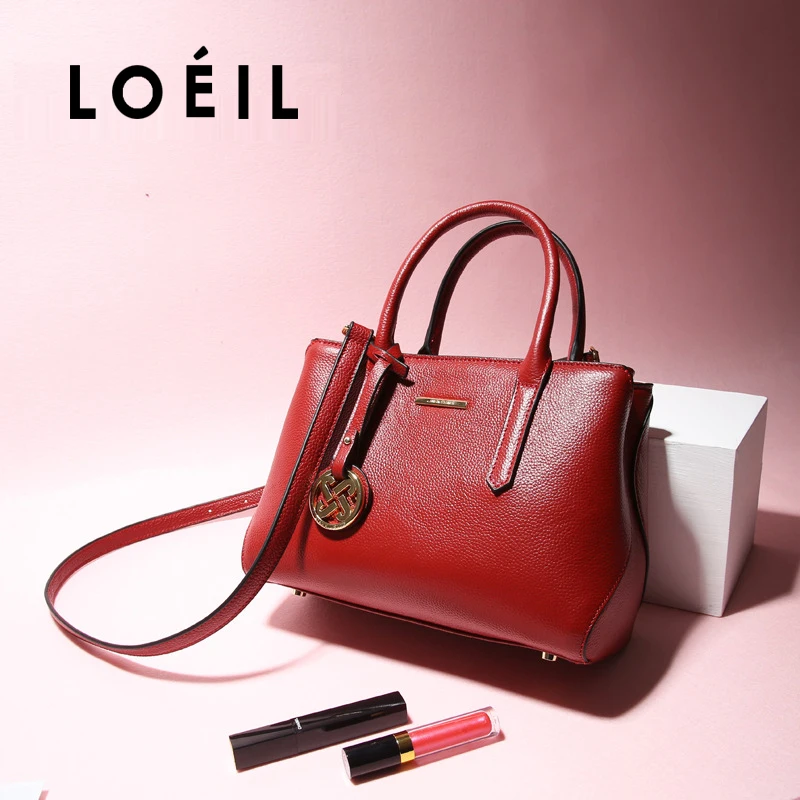 

LOEIL 2018 spring and summer new handbag leather handbag first layer cowhide Europe and America bag shoulder diagonal package