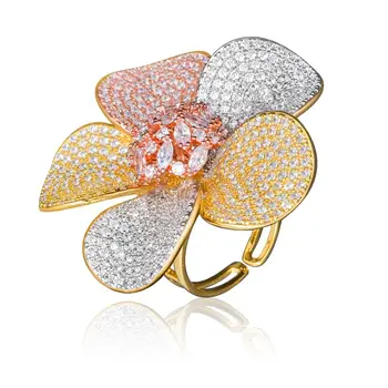 

Newness Luxury Floral Flower Blossom Exclusive Super Cubic Zirconia Women Bridal Engagement Fashion Jewelry Ring