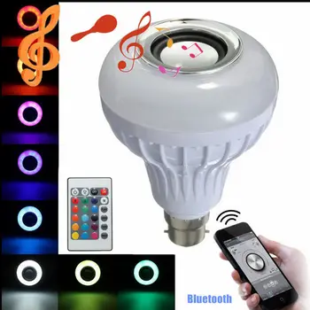 

E27 Smart RGB Wireless Bluetooth Speaker Bulb 12W 110V/220V Music Playing Dimmable LED RGB Music Bulb Light Lamp 24Key Remote