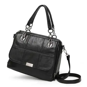 

Women Fashion Lingge Sewing Leather Shoulder Bag Messenger Bag Ms. Pure Color Handbag Leisure Bag #F