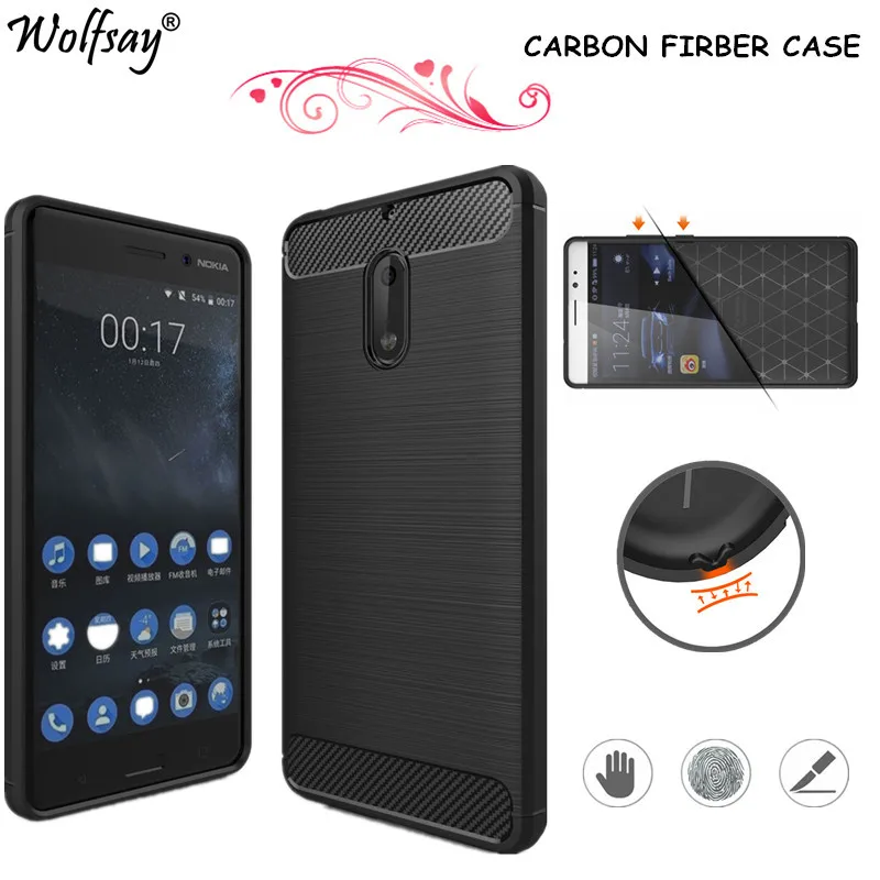 Чехол Wolfsay для телефона Nokia 6 мягкий резиновый силиконовый чехол Роскошный Lumia 5