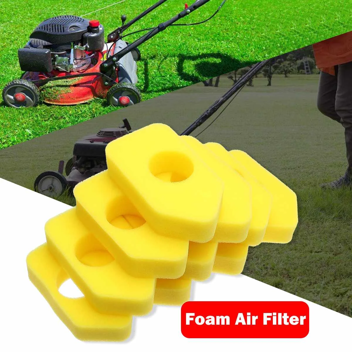 

10x Yellow Foam Air Filter For Briggs & Stratton 698369 4216 5088 490-200-0011 Lawn Mower Air Filter Element